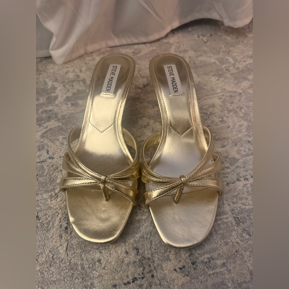 Steve Madden Metallic Gold Mule Sandals - Picture 2 of 4